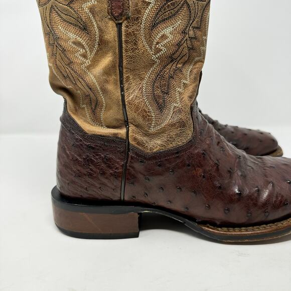 Dan Post Alamosa Full Quill Ostrich Cowboy Boots Brown Tan Size 9D DP3875 - Picture 4 of 15